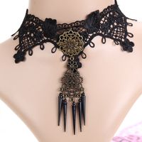 Wholesale Europe And The United States New Long Necklaces Retro Black Lace Collar Chain Fake Collar Clothing Accessories