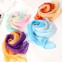 Wholesale Women Fashion Chiffon Silk Scarves Hijab Thin Lightweight Bandana Summer Gradient Color Beach Towel Sarong Scarf Shawl Wrap