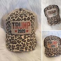 Wholesale Criss Cross Trump Baseball Cap Leopard Printed Trump Outdoor Sports Adjustable Breathable Mesh Hat LJJO8205
