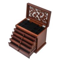Wholesale Jewelry Storage Boxes Top Pattern Drawers Layers Home Bedroom Jewelry Display Box Brown Wood