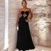 Wholesale Sexy Little Black Evening Dress Formal Maxi Dresses Sweethart Hollow Long Special Occasion A Line Gowns Prom Party Wear