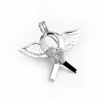 Wholesale 925 Sterling Silver Angel Wing Feet Pendant for Pearl Party Footprint Ribbon Wishing Pearl Cage Pieces