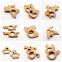 Wholesale Teething Holder Nursing Baby Teether elephant animal Soothers Party Favor Wooden Teethers Nature Baby Teething Toy Organic Wood DH0188