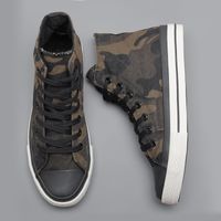 Wholesale Boots Spring Men s High top Canvas Shoes Korean Fashion Camouflage Vulcanized Round Toe Trend Tie Sneaker Rubber Men