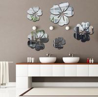 Wholesale Five Flowers Acrylic D Stereo Wall Stickers Sitting Room Crystal Mirror Surface Waterproof Wallpapers Home Décor Garden HA1012