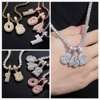 Wholesale Gold Plated Iced Out CZ Square Cubic Zirconia Custom Sports Number Pendant Chain Necklace DIY Bling Diamond Hip Hop Jewelry Gift for Guys