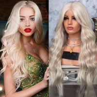 Wholesale SimBeauty Natural Wave Lace Front Human Hair Wigs Pre Plucked For Women x6 Ombre Ash Platinum Blonde Straight Full Lace End