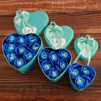 Wholesale Mother s Day Heart Shaped Soap Flower Gift Box Scented Bath Body Petal Flower Soap Heart Wedding Decor Artificial Rose Flower DH1275 T03