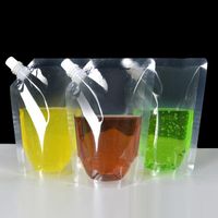 Wholesale Clear Drink Pouches Bags ml ml Stand up Plastic Drinking Bag with holder Reclosable Heat Proof Water bottles DHB621