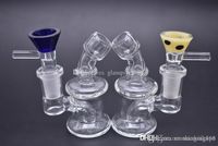 Wholesale Top quality Oil Rig Hookah Heady Water Pipe Recycler Percolator Bubbler Small Beaker Bong mm joint with color bowl chepest price