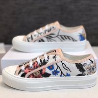 Wholesale Designer Shoes Women Fabric Floral Sneaker Technical Embroidery Low cut Shoes Mesh Walking Shoes Canvas Casual Trainer With Box