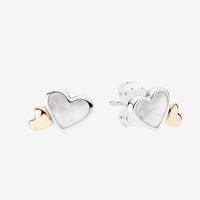 Wholesale 14K yellow gold Heart shaped Stud Earrings Women Wedding Jewelry with Original box set for Pandora Sterling Silver Love hearts Earring