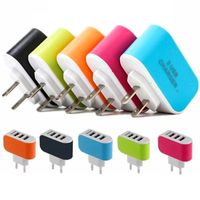 Wholesale US EU Plug USB Ports Wall Charger V A LED Adapter Travel Convenient Power Adaptor with triple USB Ports For iphone for samsung