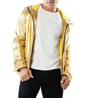 Wholesale Men s Jackets Spring Men Jacket Shiny Fashion Silver Golden Coat Windbreaker Hip Hop Solid Color Jeackets
