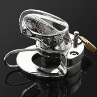 Wholesale Male bondage sex toys in Stainless steel male chastity device Ball stretcher cock cage with long catheter Send penis plug