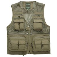 Wholesale Men s Vests Spring Bags Vest Multi pocket Clothes Thin Section Mesh Pography Waistcoat