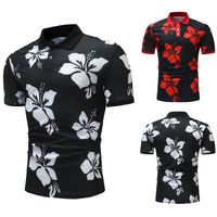 Wholesale Men s Polos Men Summer Cotton Shirt Short Sleeve Casual Floral Soft Tops For Male Tees XXXL