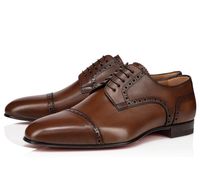 Wholesale Elegant Gentleman Eygeny Derby Oxford Walking Brown Black Men s Red Bottom Sneakers Luxury Designer Loafers Shoes Evening Dress Best Gift