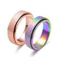 Wholesale Rose Gold Titanium Steel Frosted Rotating Rings Colorful Pearl Sand Ring Jewelry