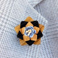 Wholesale Personality Wooden Brooch for Mens Suits Flowers Brooches Wood Lapel Pin Badge Boutonniere Corsage Clothing Jewelry