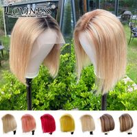 Wholesale Highlight Short Ombre BoB Lace Front Wig Blonde Balayage Hair Extensions Cheap Closure Wig Brazilian Human Hair For Black Women
