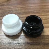 Wholesale Non Stick Dab Container ml Black White Glass Jar with Child Resistant Lid for Dry Herb Wax Thick Oil Concentrate DHL Free