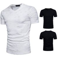Wholesale Male Fashion Short Sleeve Street Hip Hop T Shirts Solid Color V Neck Tees Summer Sports Tops Men s Clothing