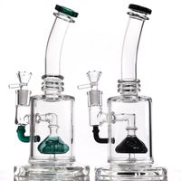 Wholesale Thick Glass Bongs Bent Neck Hookahs Half Fab Egg Perc Water Pipe quot New Desigh Color Glass Water Bong