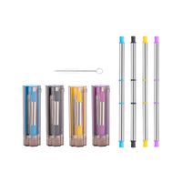 Wholesale Portable Reusable Stainless Steel Telescopic Drinking Straw for Travel Collapsible Metal with Brush and ABS Carry Case VT1433