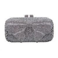 Wholesale Crystal Bag Knot Pattern Evening Bags Metallic Wedding Purse Hollow Out Rhinestone Party Bag Crystal Clutch DHL Shipping Free