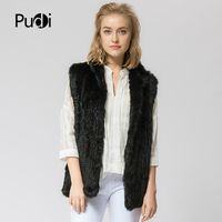 Wholesale VT802 colors woman girl real rabbit fur vest jacket spring winter warm genuine rabbit fur knit coat vest black beige