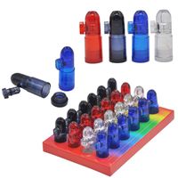 Wholesale Plastic Snuff Dispenser Bullet Rocket Snorter Smoking Pipes Rolling Machine Cigarette Tobacco Hand Pipe Colors With Retail Box