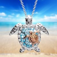 Wholesale Pretty Sterling Silver Turtle Necklace Sea Turtles Mother Baby Pendant Personality Charm Women Jewelry