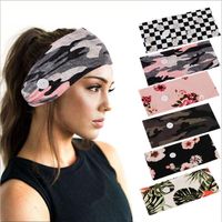 Wholesale Yoga Headbands with Button Floral Tie dye Sports Headband Elastic Printed Headbands Headwrap Working Out Gym Hair Band Sport Exercise BC7594