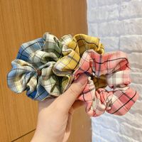 Wholesale ins style simple Plaid fat sausage hair ring pig large intestine circle style head rope female simple rubber band