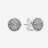 Wholesale Cute Small Earrings CZ diamond Pave Women Mens Fashion Jewelry for Pandora Sterling Silver Stud Earring with Original box