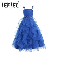 Wholesale iEFiEL Kids Girls Embroidered Flower Bow Formal Party Ball Gown Prom Princess Bridesmaid Wedding Children Tutu Dress Size Y