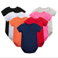 Wholesale Newborn Infants Jumpsuit Toddlers Cotton Rompers M Boy Girls Striped Solid Short Sleece Playsuit Baby Diapers Shorts Clothes E8601