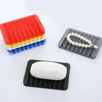 Wholesale 100pcs Silicone Soap Holder Soap Dish Tray Saver for Shower Waterfall Bathroom Kitchen Counter Top Keep Soap Bars Dry Clean LX2397