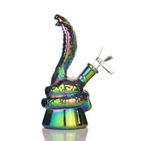 Wholesale Hookahs Cobra Snake Bong Glass Water Pipe rainbow color small bongs with flat base
