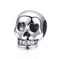 Wholesale Vintage AAA CZ Skull Bead Charms Sterling Silver High Polish Fit Europ DIY Bracelet women gifts sparkling