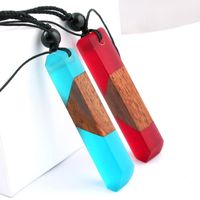 Wholesale Wood Resin Combined Floating Pendant Necklace Natural Wooden Jewelry Resin Pendant Necklace Hot Selling