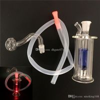Wholesale 95mm mini Hookah LED Dab Rig Glass Bong Portable Oil Rigs Water Pipe Inline Coil Perc Hookah Smoking Pipes mm Joint Christmas Gift