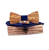 Wholesale New Design Zebra Wood Men Tie Classic Business Wooden Bow Tie Handkerchif Cuff Set Suit For Wedding Necktie Factory Sale T219