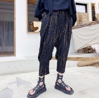 Wholesale Summer loose harem pants mens trousers bloomers Seven points personality Stage outfit pantalones hombre cargo black gold