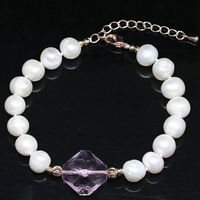 Wholesale 4 colos natural freshwater pearl beads mm special diy bracelet pink crystal fashion party jewelry inch