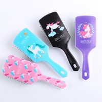 Wholesale Cartoon Unicorn Hair Airbag Comb Massage Hairdressing Square Combs Professional Plastic Smooth Brush Barber Styling Tools dh B2