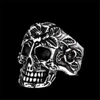Wholesale 1pc Free Worldwide Shipping Flowers Of Death Ring L Stainless Steel Band Party Fashion Jewelry Skull ring