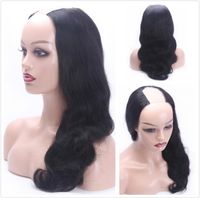 Wholesale Glueless Human Hair Wig U Part Body Wave Peruvian Virgin Lace Front Wigs For Black Women Natural Color Full Wavy Braided Wig Inch