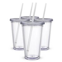 Wholesale Classic Insulated Tumblers oz Double Wall Acrylic pack Straw Type Water Bottles Clear Drinking Cups Y200330